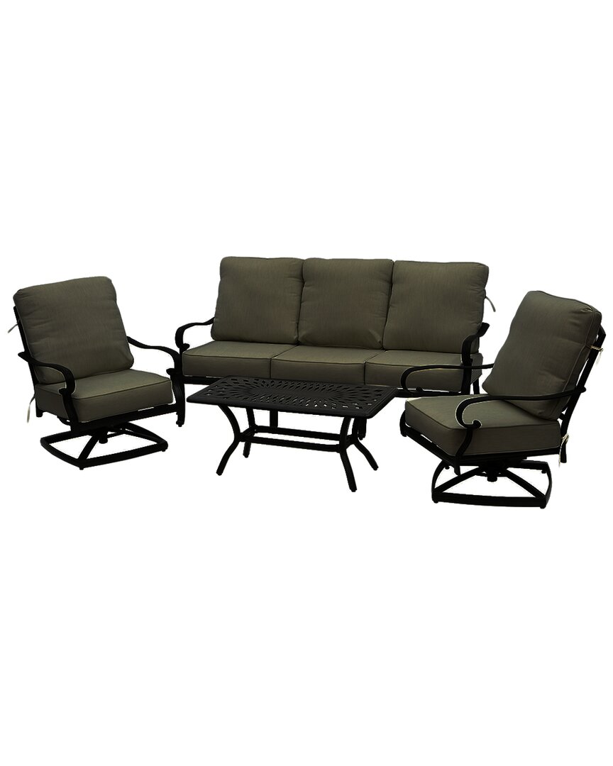 National Tree Company Windsor Collection 4pc All-weather Conversation Set In Black