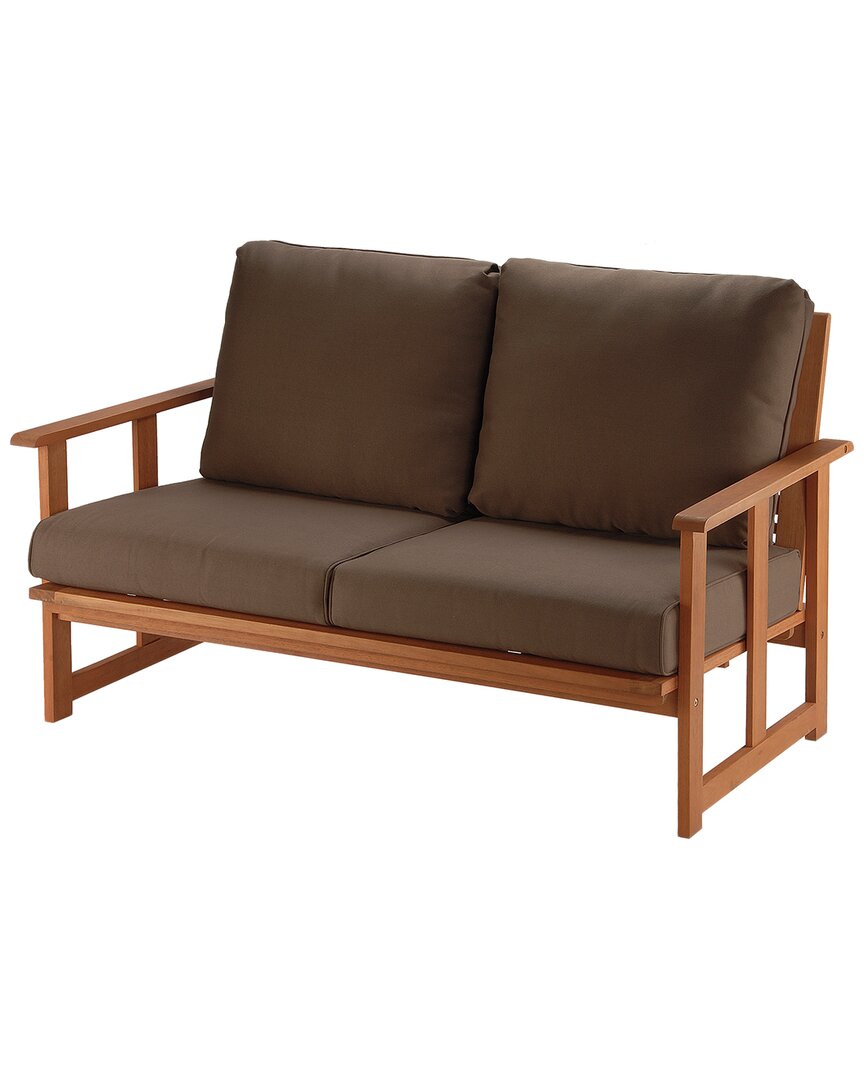 National Tree Company Eucalyptus Grandis Wood Cushioned Love Seat In Natural