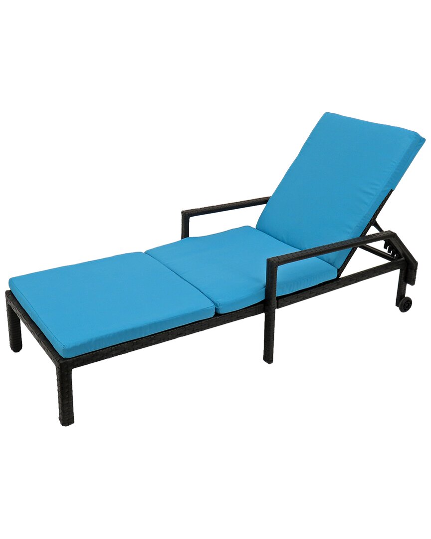 National Tree Company All Weather Pe Wicker Chaise Lounge In Teal