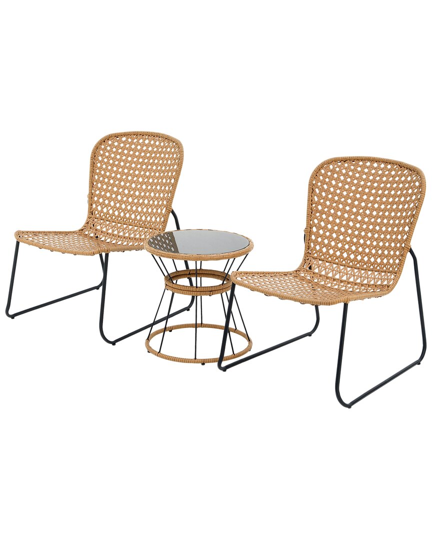 National Tree Company Cascais Collection 3pc All-weather Chat Set In Tan