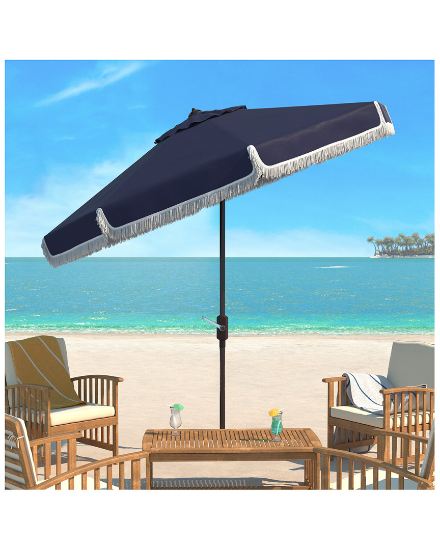 Shop Safavieh Milan Fringe 9ft Crank Outdoor Push Button Tilt Umbrella