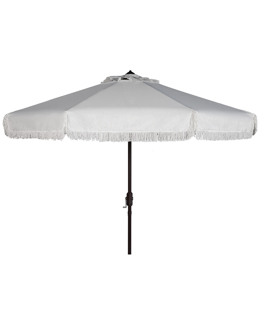 Safavieh Milan Fringe 9ft Crank Outdoor Push Button Tilt Umbrella