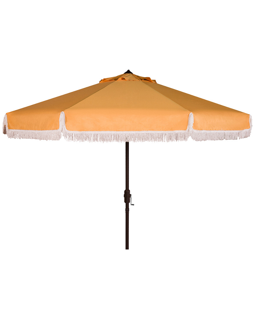 Safavieh Milan Fringe 9ft Crank Outdoor Push Button Tilt Umbrella