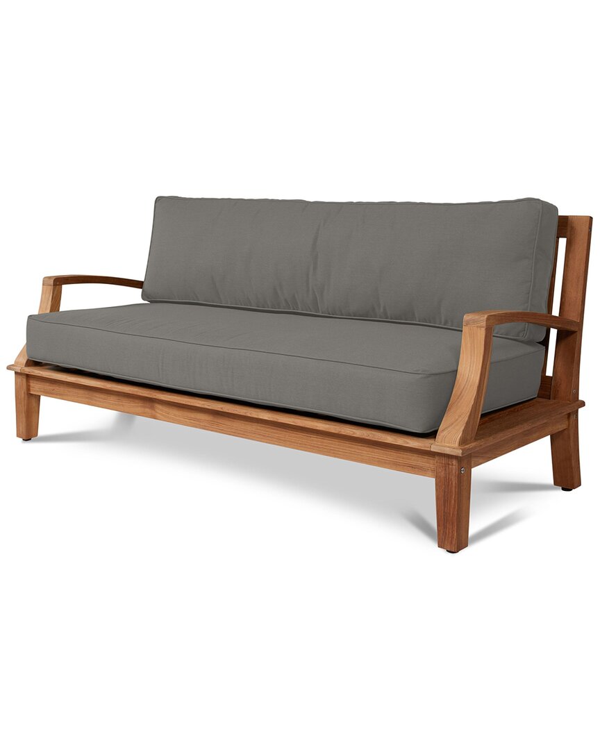 Curated Maison Eliane Teak Sofa With Sunbrella Cushion In Gray