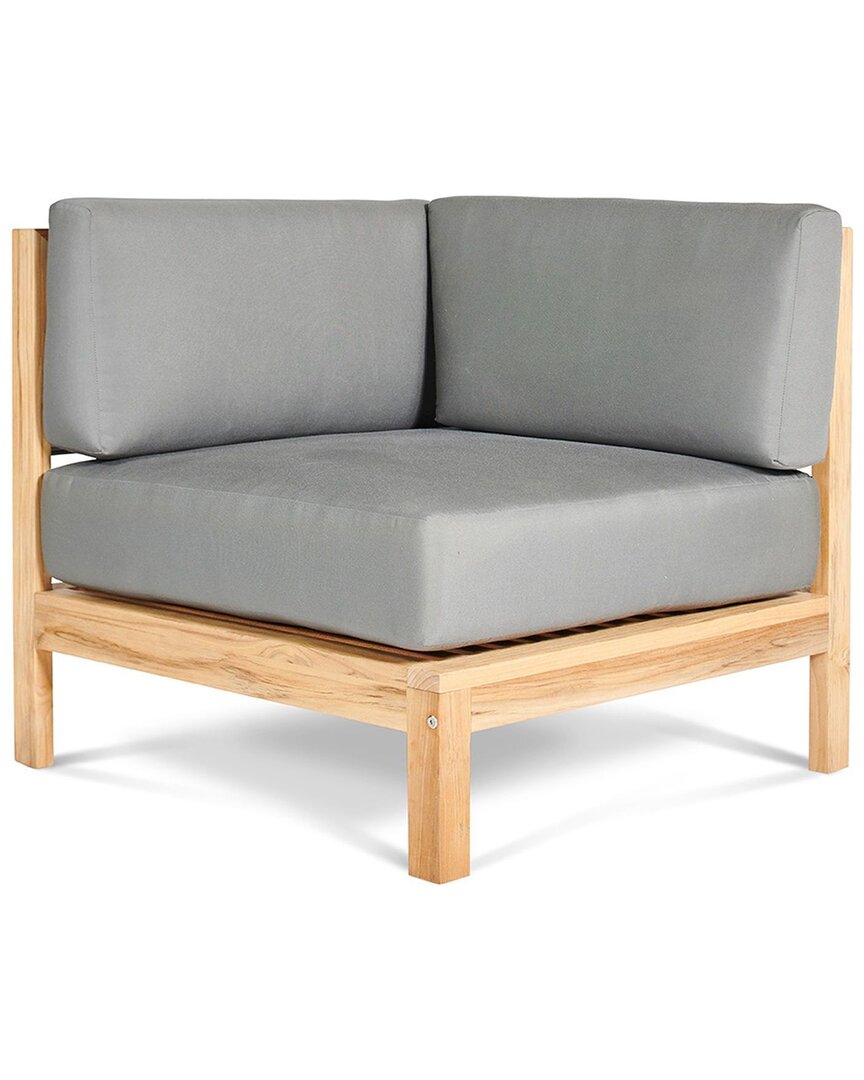 Curated Maison Leon Teak Outdoor Sectional Corner With Sunbrella Charcoal Cushion In Gray