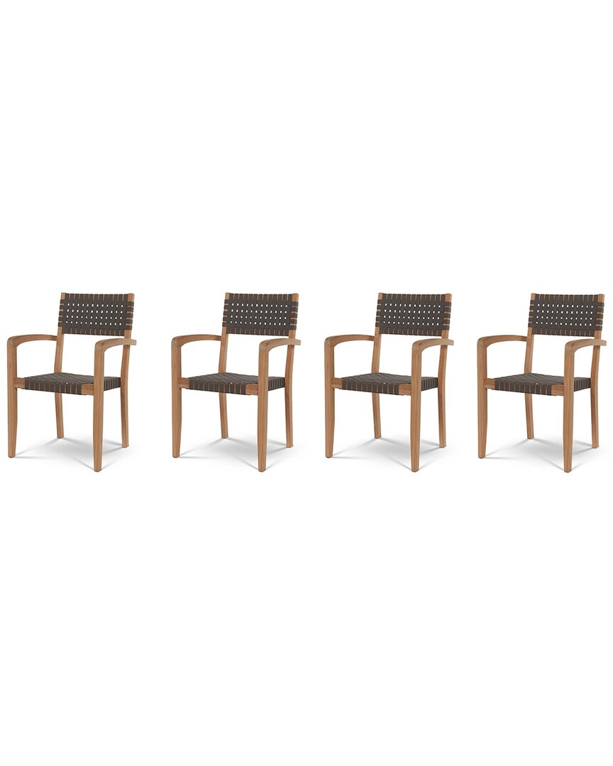 Curated Maison Eliane Teak Outdoor Club Chair With Sunbrella Cushion In Multi