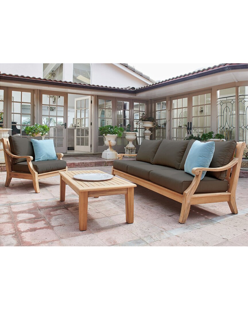 Curated Maison Mathieu Square Teak Outdoor Dining Table With Umbrella Hole In Brown