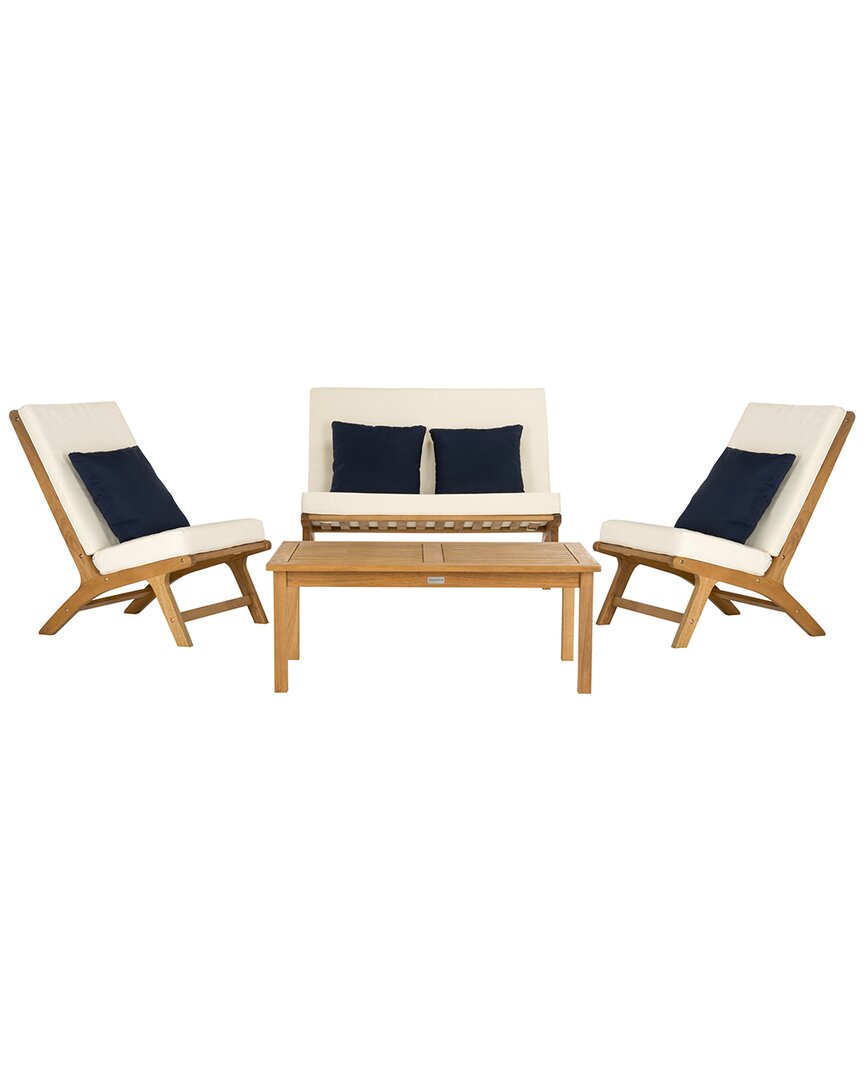 Safavieh Chaston 4pc Outdoor Living Set With Accent Pillows In Brown