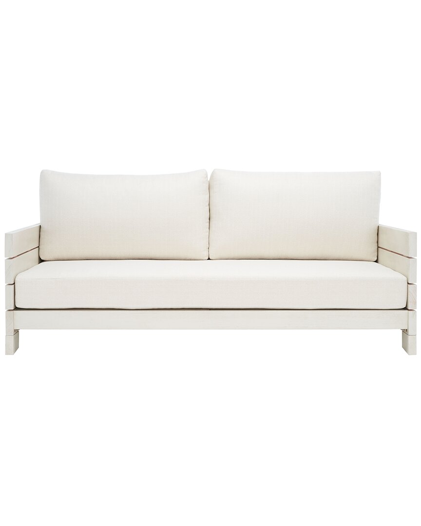 Safavieh Couture Chrissie Wood Patio Sofa In White