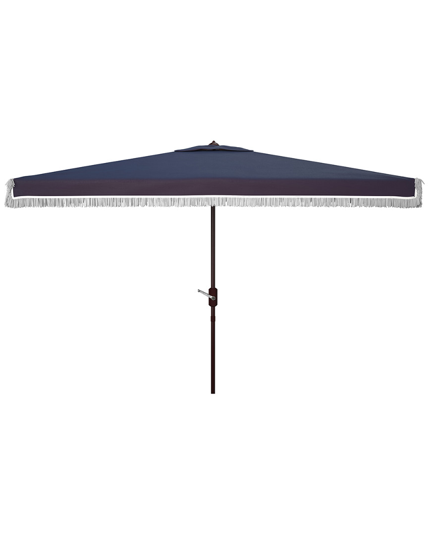 Safavieh Milan Fringe 6.5 X 10 Ft Rect Crank Umbrella In White