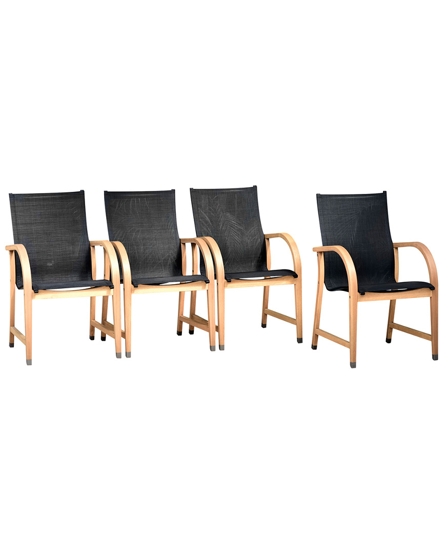 Amazonia Outdoor Patio 4pc Wood Dining Chairs