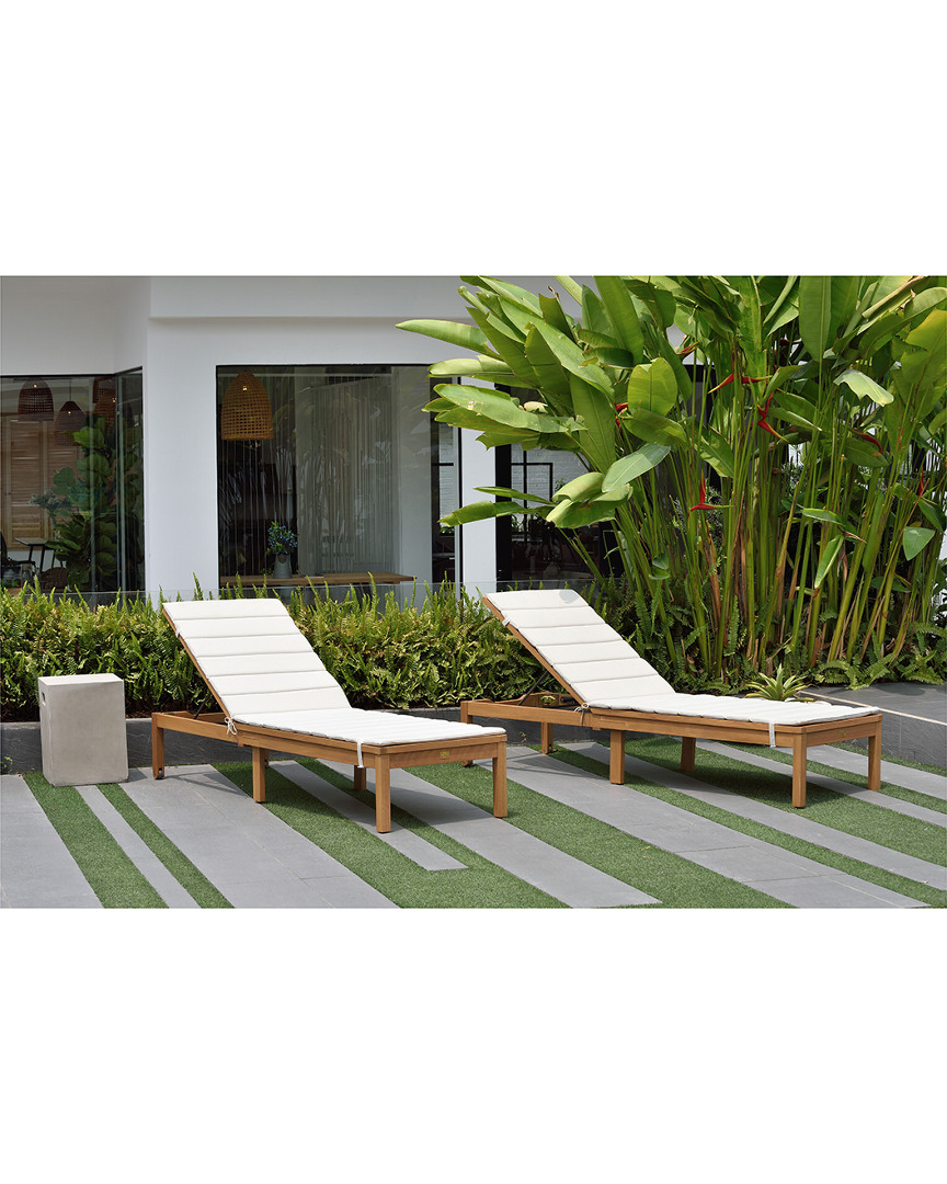 Amazonia Reclining Teak Finish Chaise Lounge With Cushion