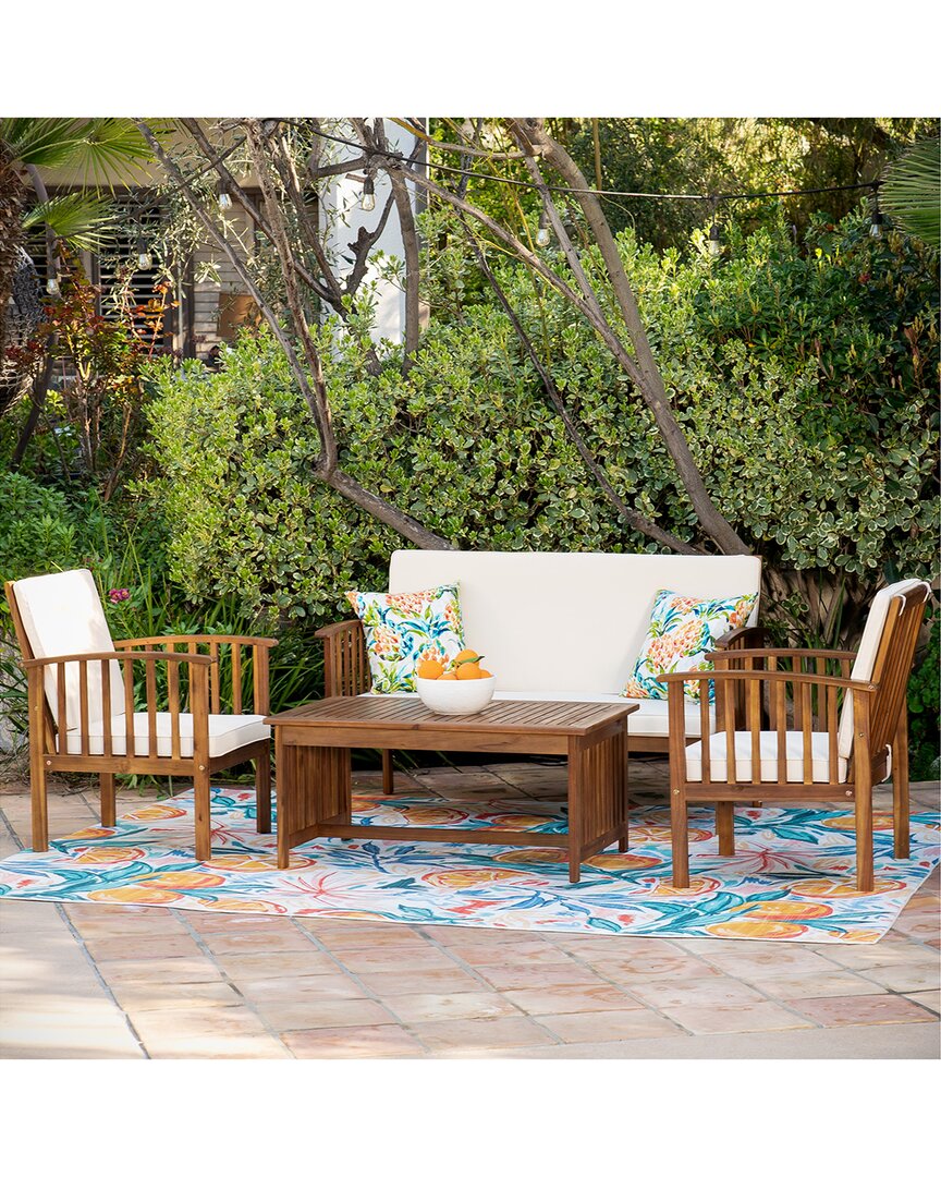 Linon Caneel 4pc Outdoor Chat Set In Brown