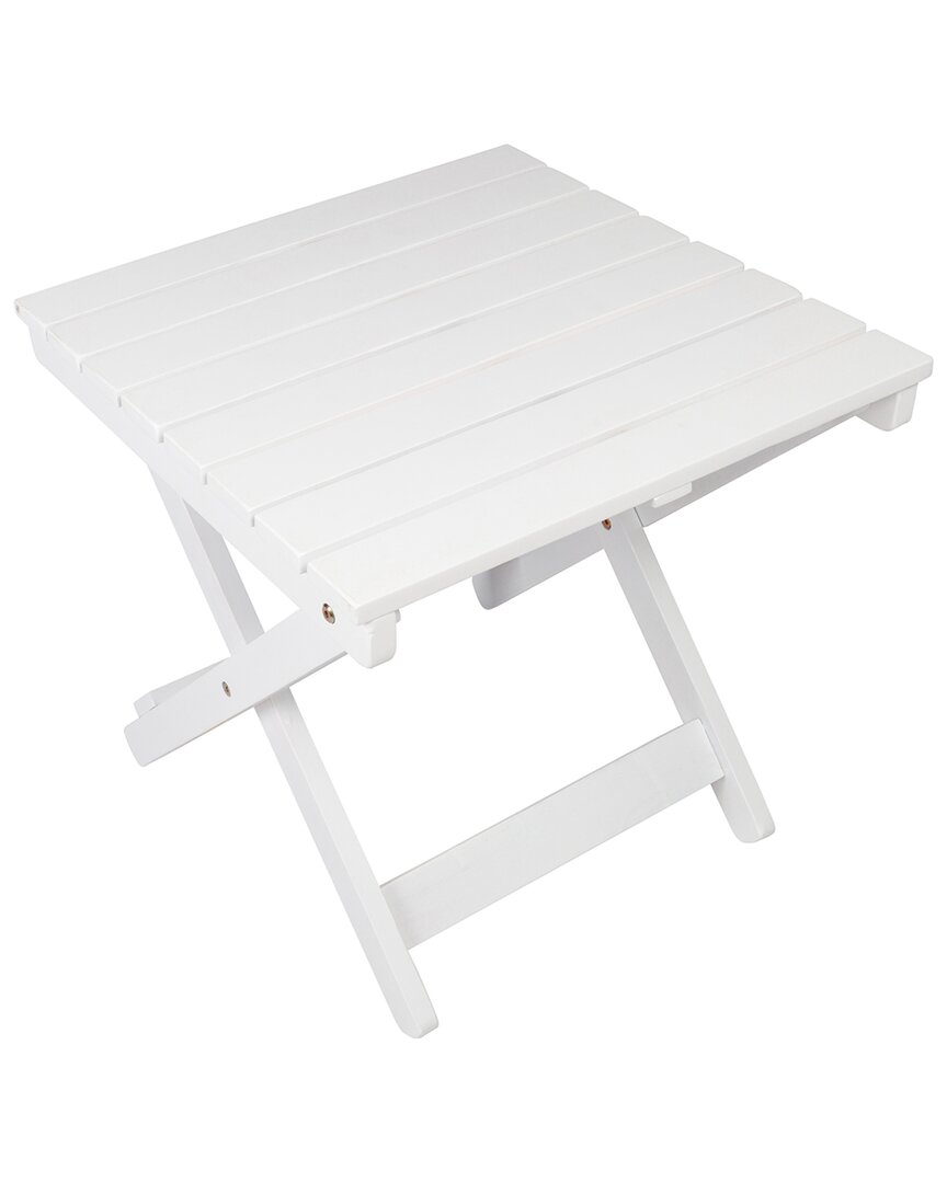 Shine Co. Outdoor Assembled Foldable Acacia Wood Side Table In White