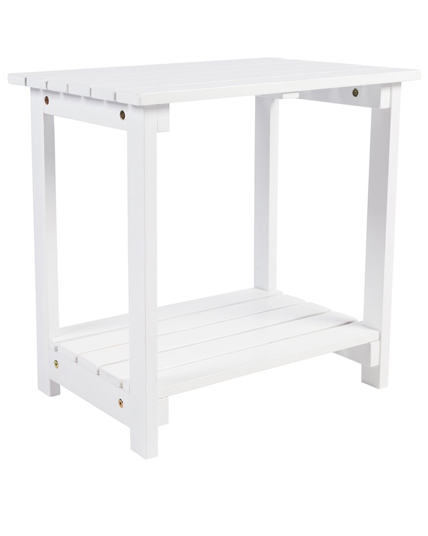 Shine Co. 2-tier Acacia Wood Outdoor Side Table In White