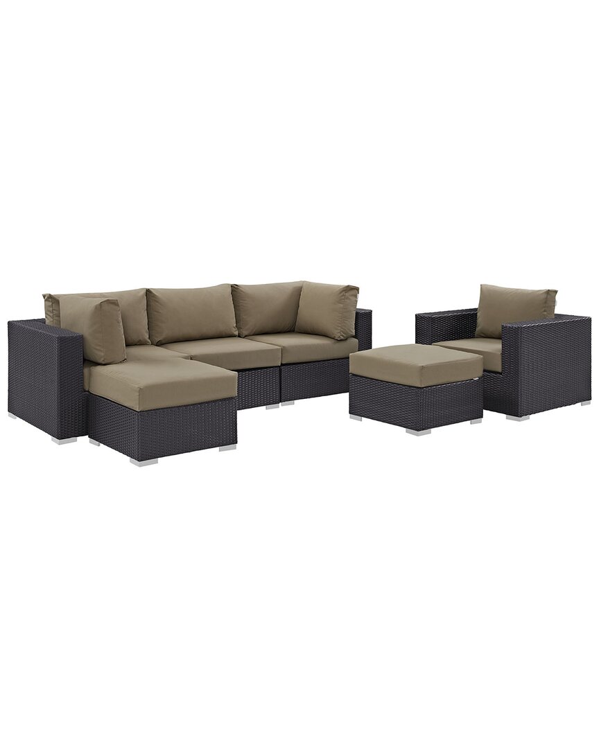 Modway Convene 6-piece Outdoor Patio Sectional Set In Brown