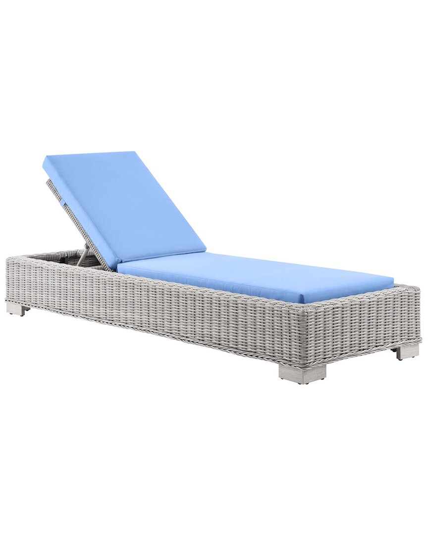Modway Conway Outdoor Patio Wicker Chaise Lounge In Grey
