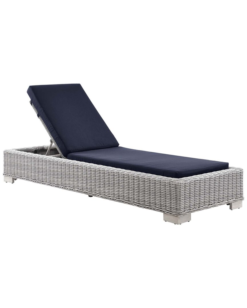 Modway Conway Outdoor Patio Wicker Chaise Lounge In Grey
