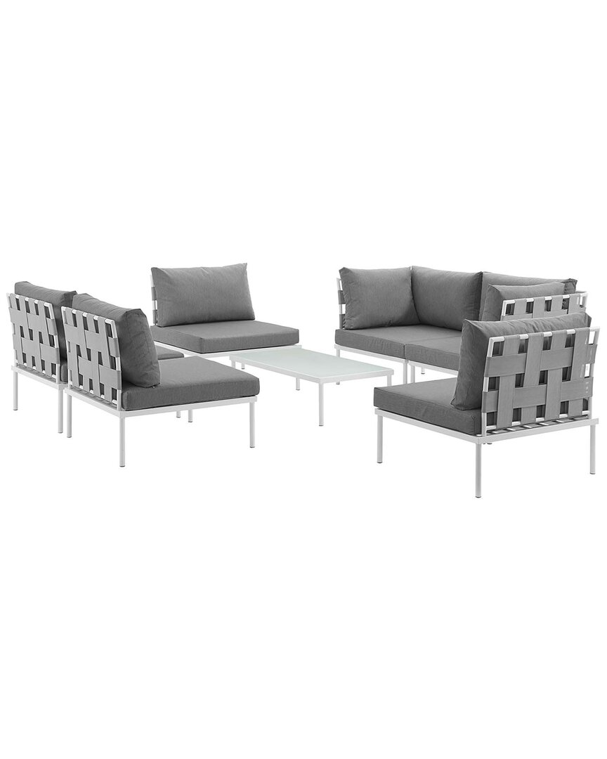 Modway Harmony 7-piece Outdoor Patio Sectional Sofa Set In White