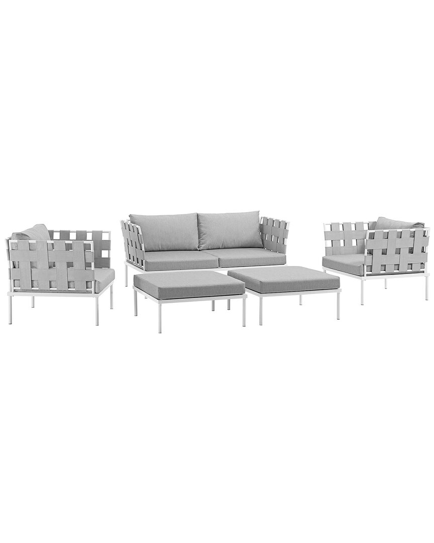 Modway Harmony 5-piece Outdoor Patio Sectional Sofa Set In White