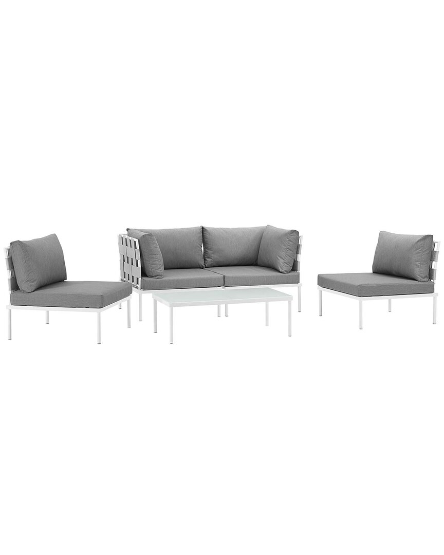 Modway Harmony 5-piece Outdoor Patio Sectional Sofa Set In White