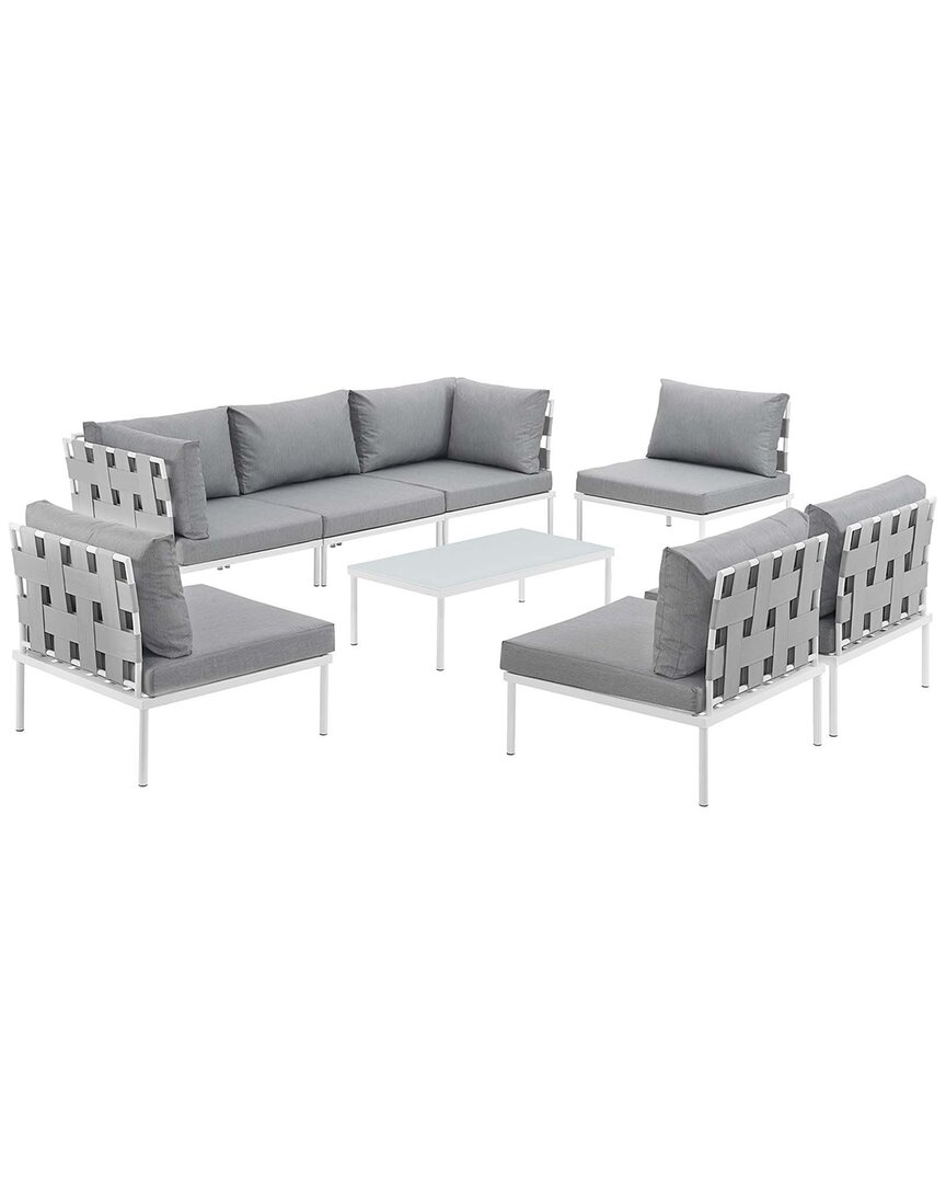 Modway Harmony 8-piece Outdoor Patio Sectional Sofa Set In White