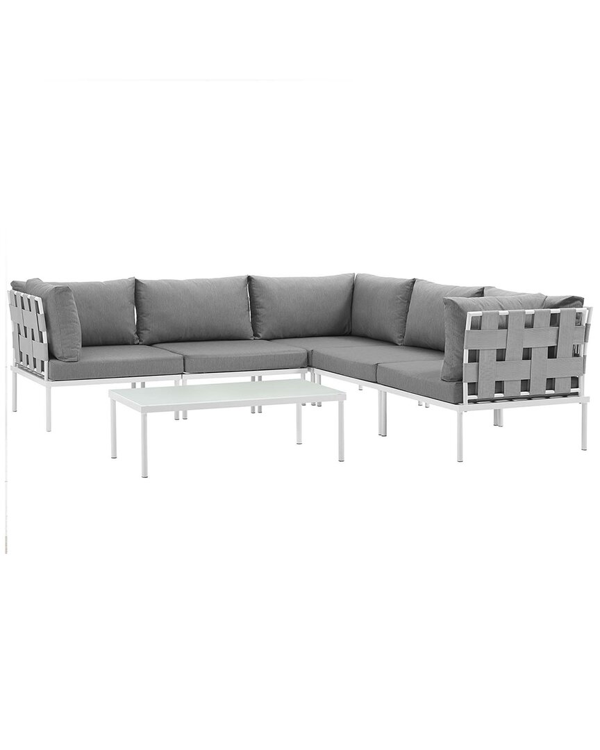Modway Harmony 6-piece Outdoor Patio Sectional Sofa Set In White