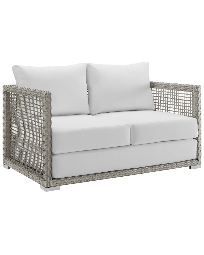 Modway Aura Outdoor Patio Wicker Loveseat In Gray