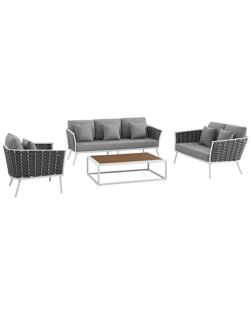 Modway Stance 4-piece Outdoor Patio Sectional Sofa Set In White