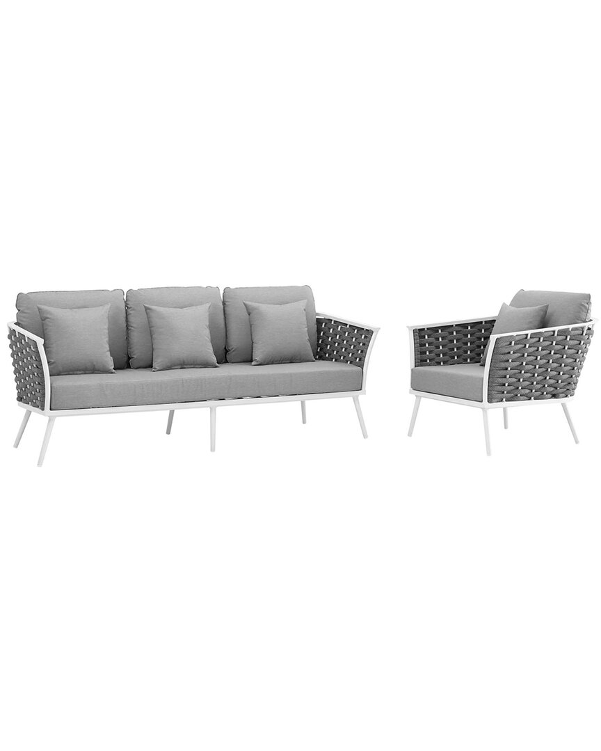 Modway Stance 2-piece Outdoor Patio Sectional Sofa Set In White