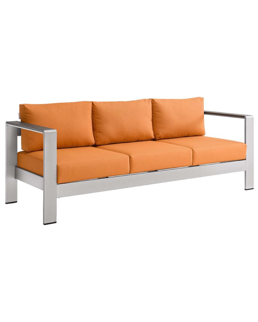 Modway Shore Outdoor Patio Sofa In Silver