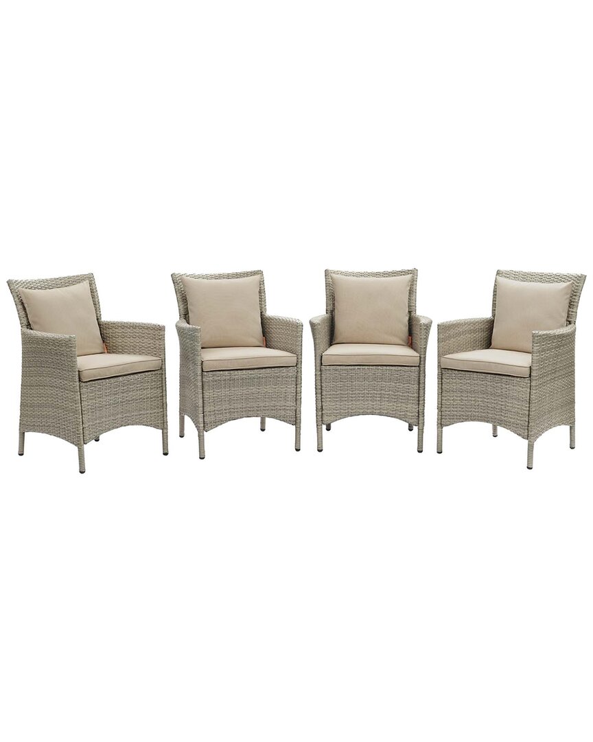 Modway Conduit Outdoor Patio Wicker Dining Armchair In Gray
