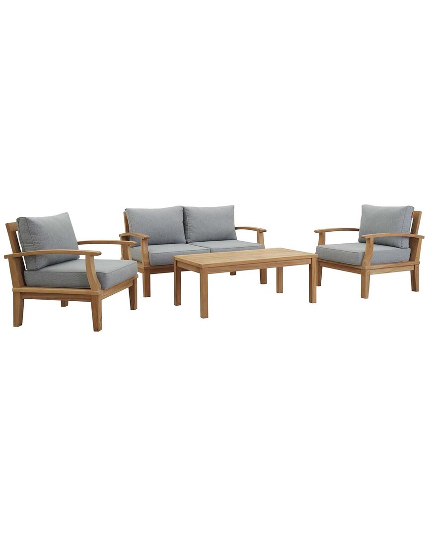 Modway Marina 4-piece Teak Outdoor Patio Set In Beige