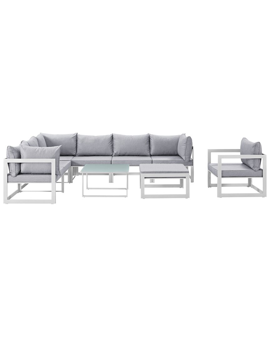 Modway Fortuna 9-piece Outdoor Patio Sectional Sofa Set In White