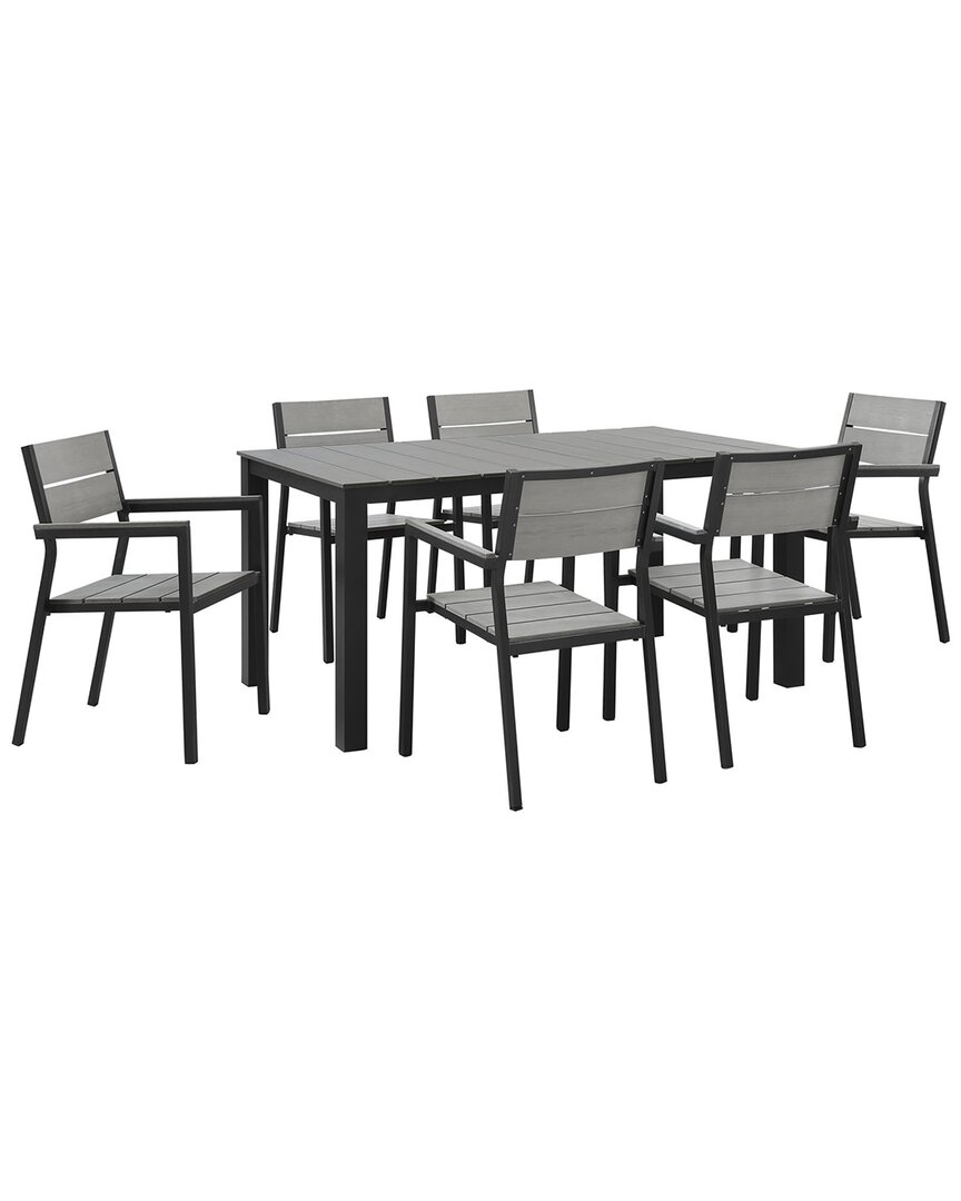 Modway Maine 7-piece Outdoor Patio Dining Set In Brown