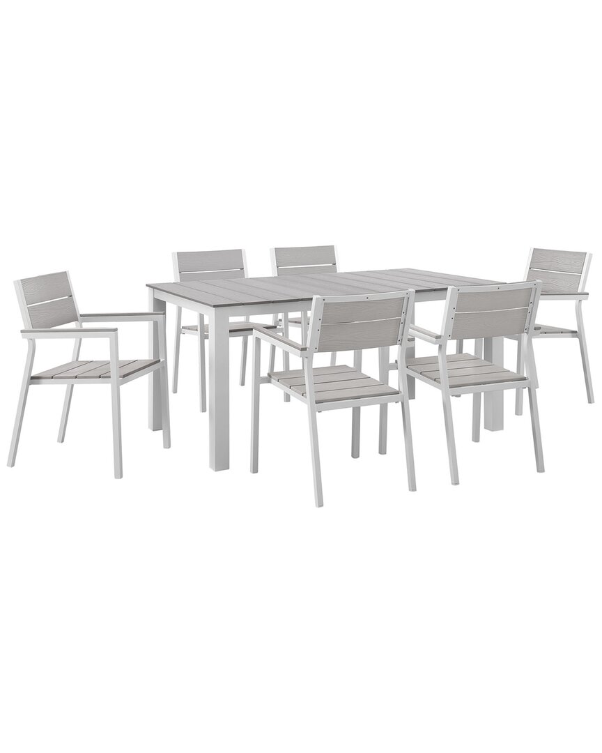 Modway Maine 7-piece Outdoor Patio Dining Set In White