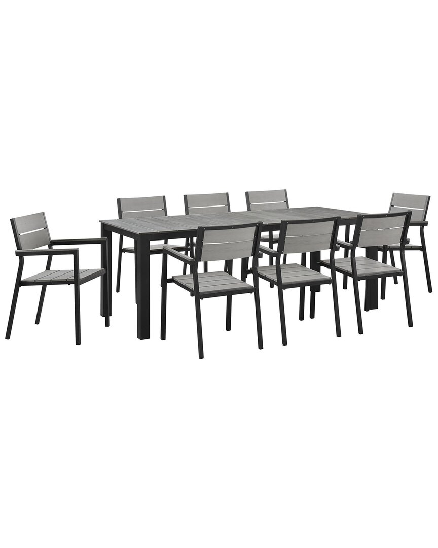 Modway Maine 9pc Outdoor Patio Dining Set In Brown