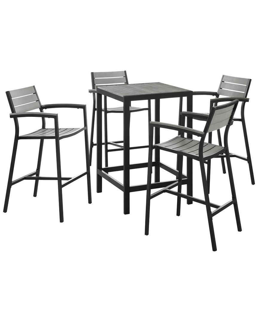 Modway Maine 5-piece Outdoor Patio Bar Set In Brown