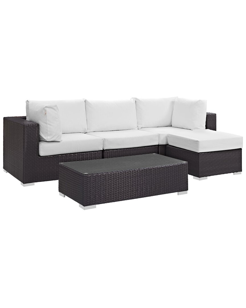 Shop Modway Convene 5-piece Outdoor Patio Sectional Set In Brown