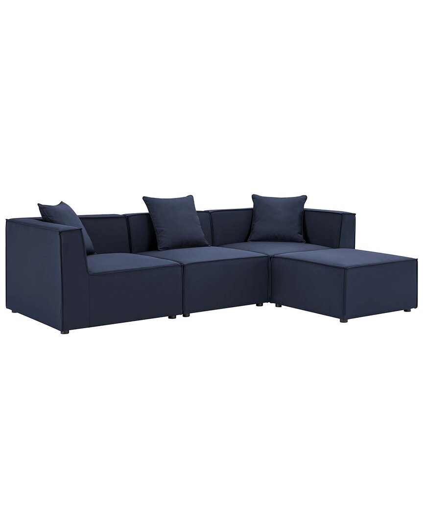 Modway Saybrook Outdoor Patio Upholstered 4-piece Sectional Sofa In Navy