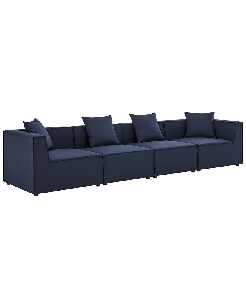 Modway Saybrook Outdoor Patio Upholstered 4-piece Sectional Sofa In Navy