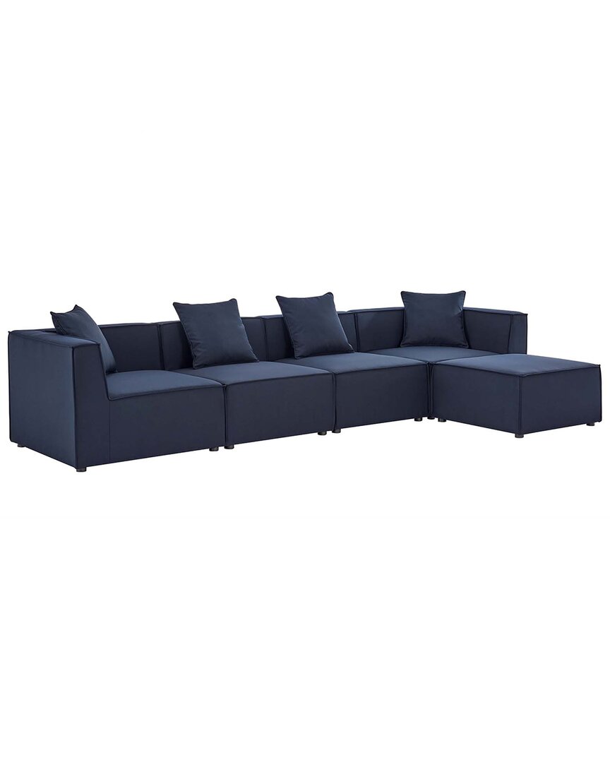 Modway Saybrook Outdoor Patio Upholstered 5-piece Sectional Sofa In Navy