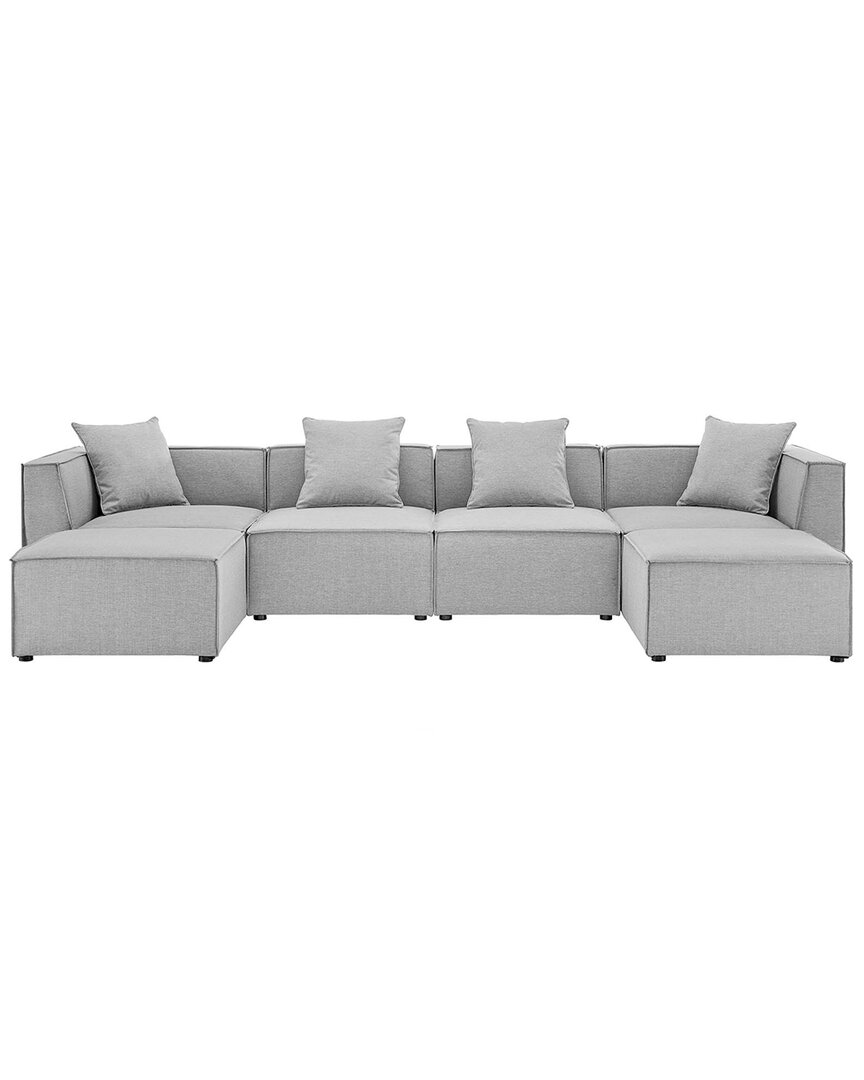 Modway Saybrook Outdoor Patio Upholstered 6-piece Sectional Sofa In Gray