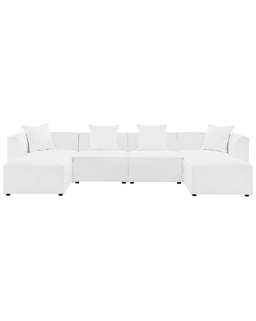 Modway Saybrook Outdoor Patio Upholstered 6-piece Sectional Sofa In White