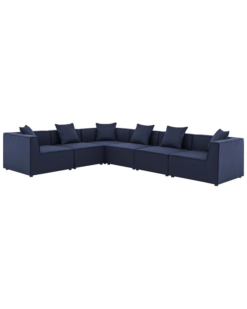 Modway Saybrook Outdoor Patio Upholstered 6-piece Sectional Sofa In Navy