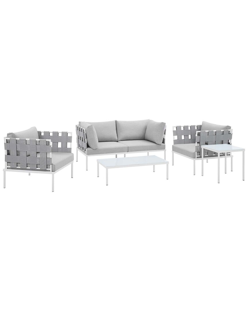 Modway Harmony 5-piece Sunbrella Outdoor Patio Furniture Set In Gray