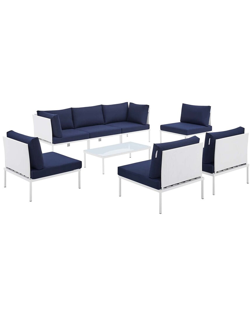 Modway Harmony 8-piece Sunbrella Outdoor Patio Sectional Sofa Set In White
