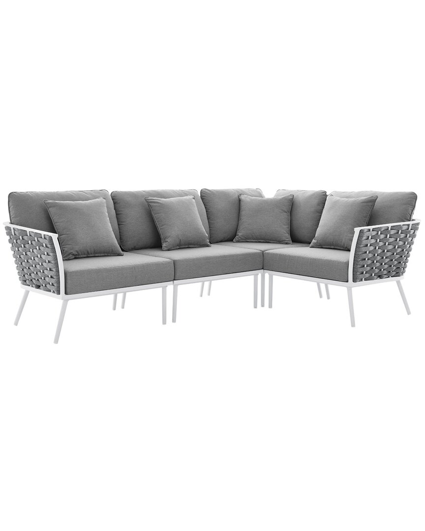 Modway Stance Outdoor Patio Large Sectional Sofa In White