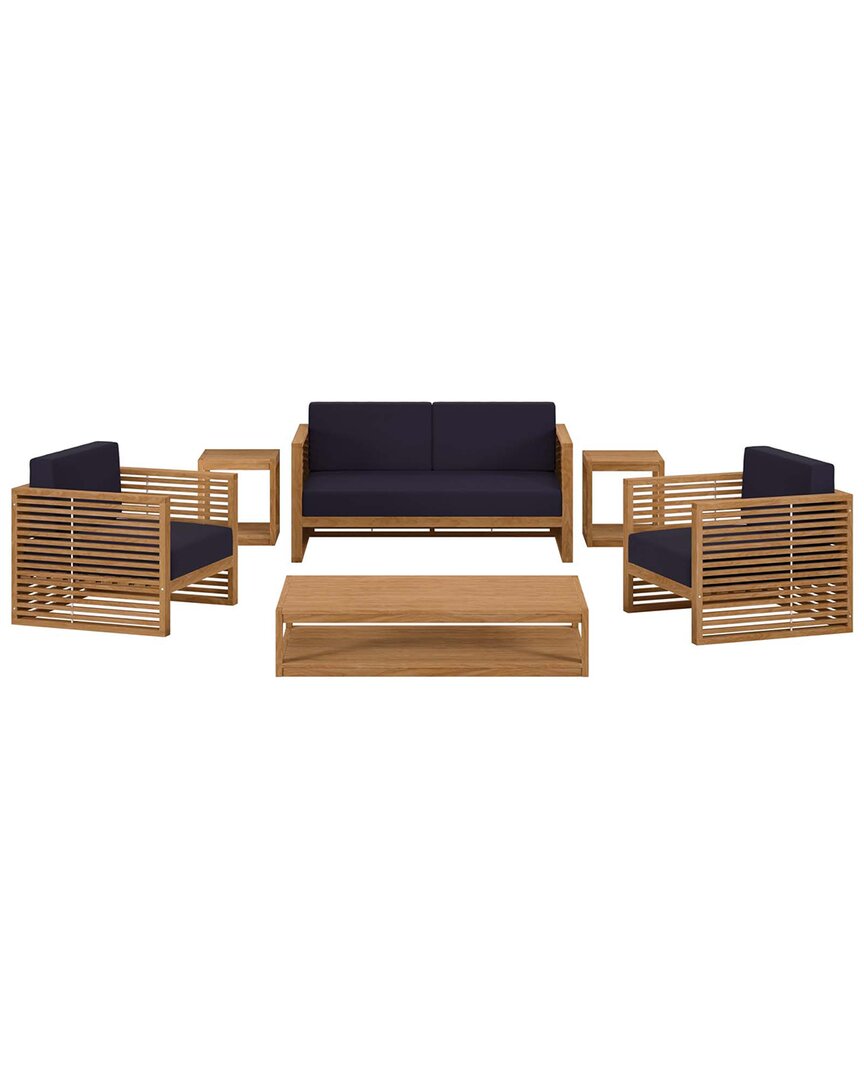 Modway Carlsbad 6-piece Teak Outdoor Patio Set In Beige