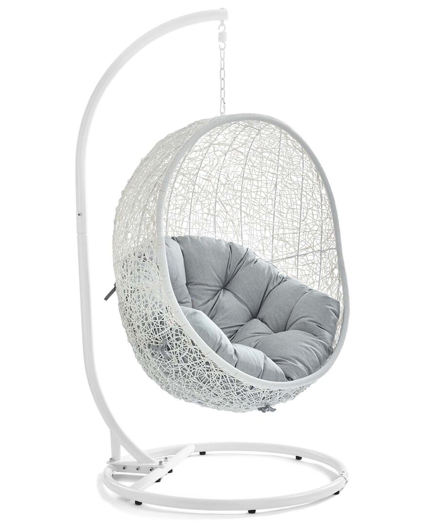 Modway Hide Outdoor Patio Swing Chair With Stand 11 In White